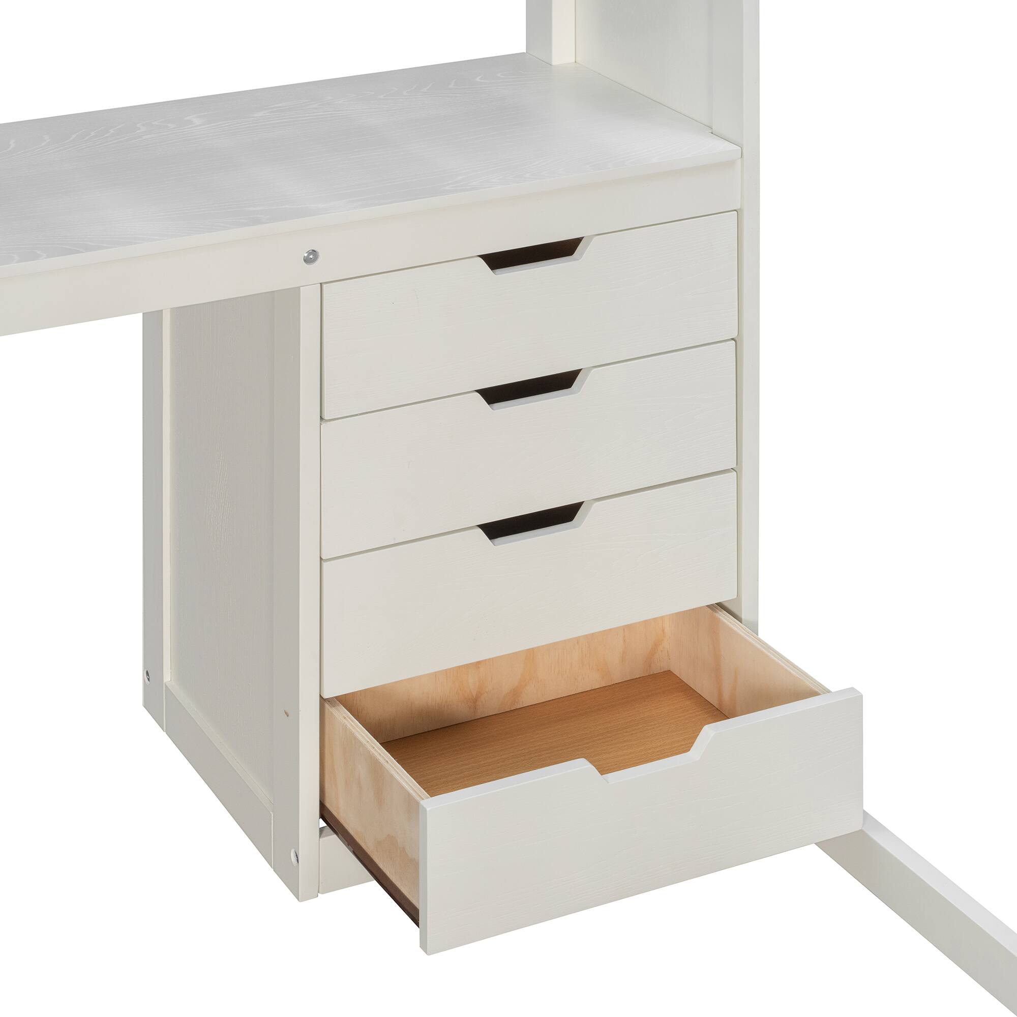 Alt View 1. Anysun - Full Solid Wood Loft Bed with L-Shaped Desk & 4 Drawers - App-Controlled LED Lights, USB Ports & 4-Tier Shelves - White.