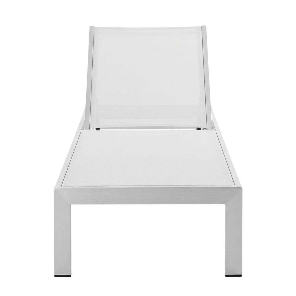 Back. Outdoor Escape - Set Of 2 Outdoor Aluminum Lounge Chairs With Cushioned Seats - White.