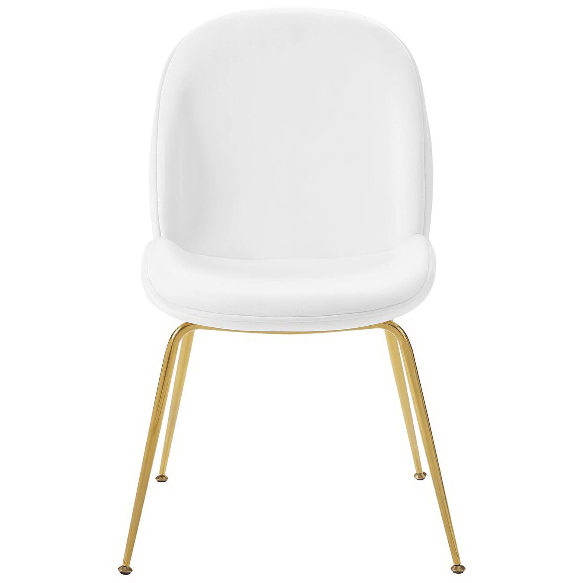 Alt View 2. Modway - Scoop Gold Stainless Steel Leg Performance Velvet Dining Chair by Modway - White.