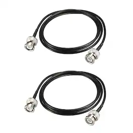 Unique Bargains - BNC Male to Male Coaxial Jumper Cable 50 Ohm 2.6 Feet RG174 2pcs - Black