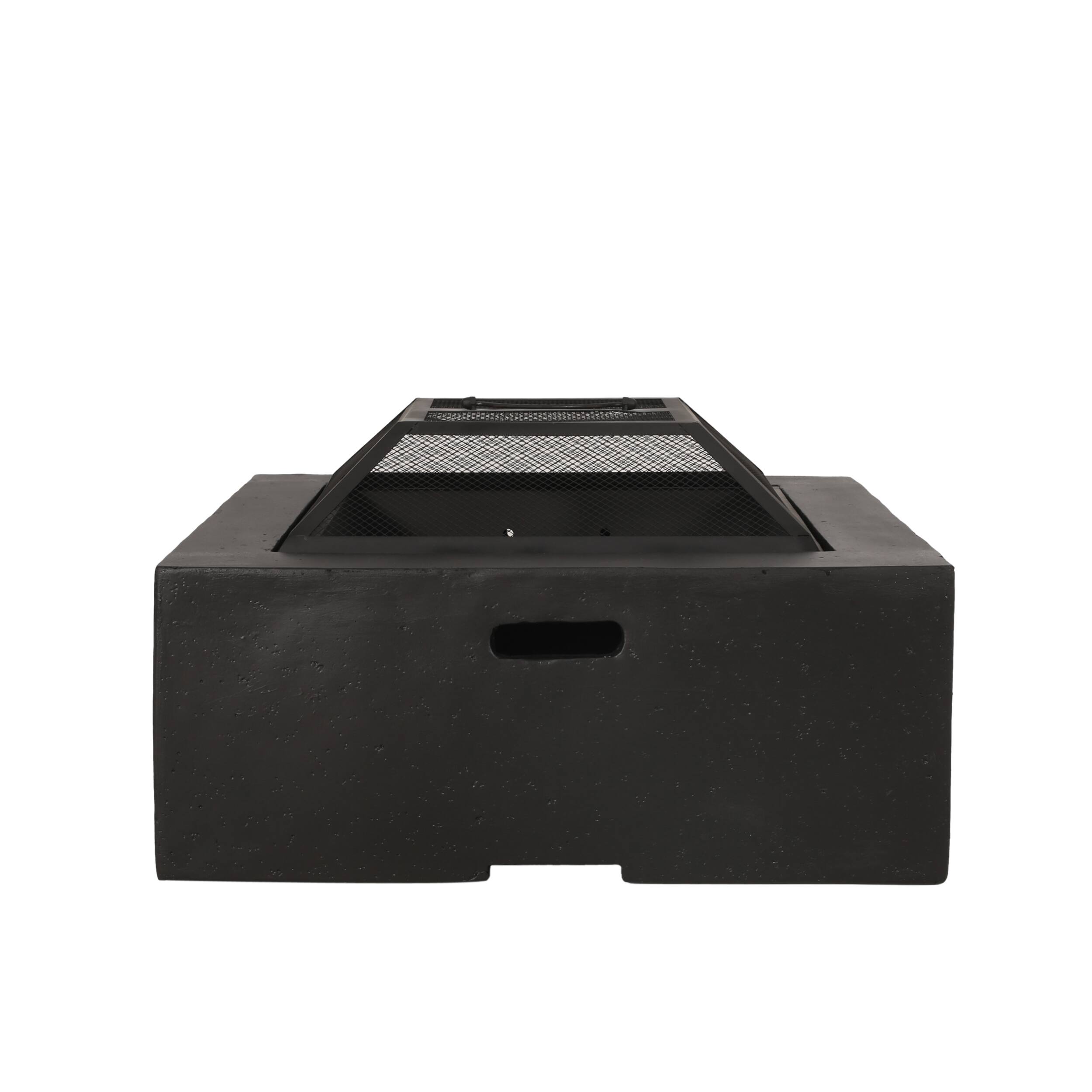 Alt View 1. Mondawe - 29" Square MgO Wood- Burning Fire Pit - Dark Grey.