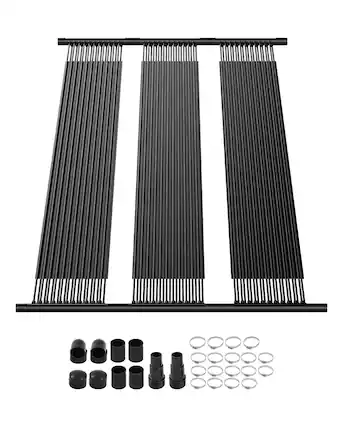 Front. VEVOR - Solar Pool Heater, 4 x 10 ft HDPE Pool Heating System - Durable & Weather-Proof, with Complete Accessories - Black.