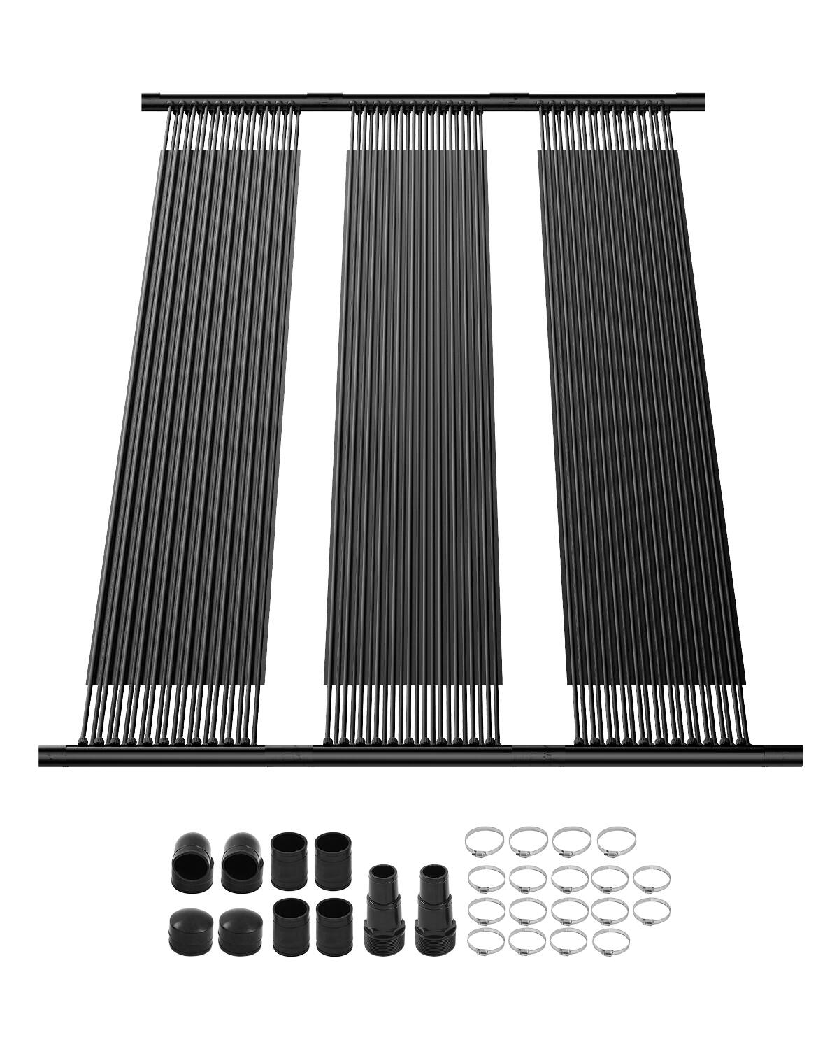 Front. VEVOR - Solar Pool Heater, 4 x 10 ft HDPE Pool Heating System - Durable & Weather-Proof, with Complete Accessories - Black.