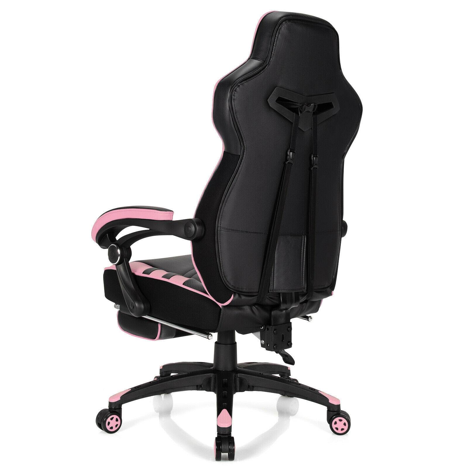 Alt View 2. WELLFOR - Adjustable Gaming Chair with Footrest for Home Office - Pink.