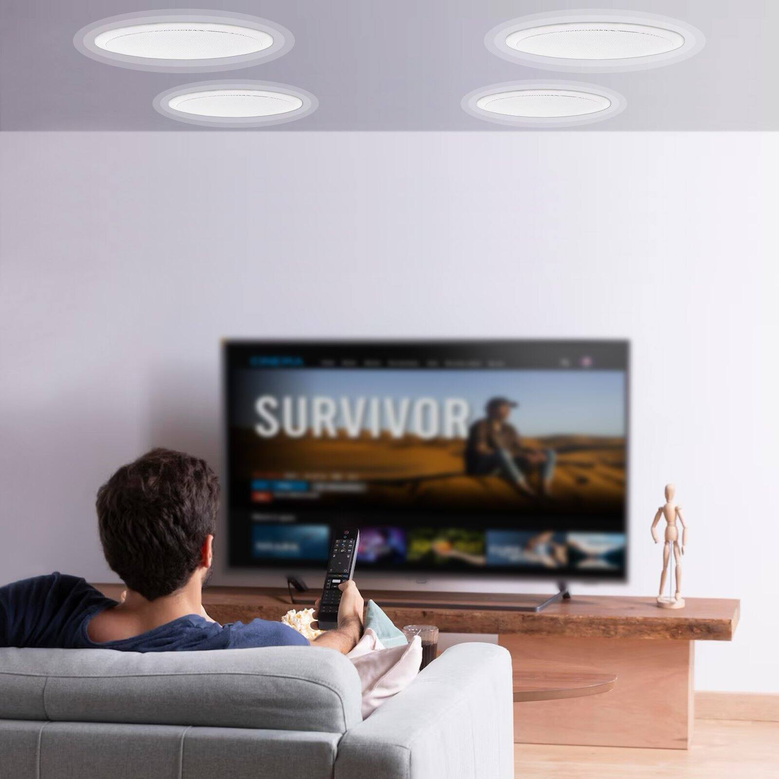 Alt View 1. Glintex - 4PCS 6.5 Inch Bluetooth In Ceiling Speakers 150W Flush Mount In Wall Speaker System 8Ω 89dB for Home or Outdoor Use.