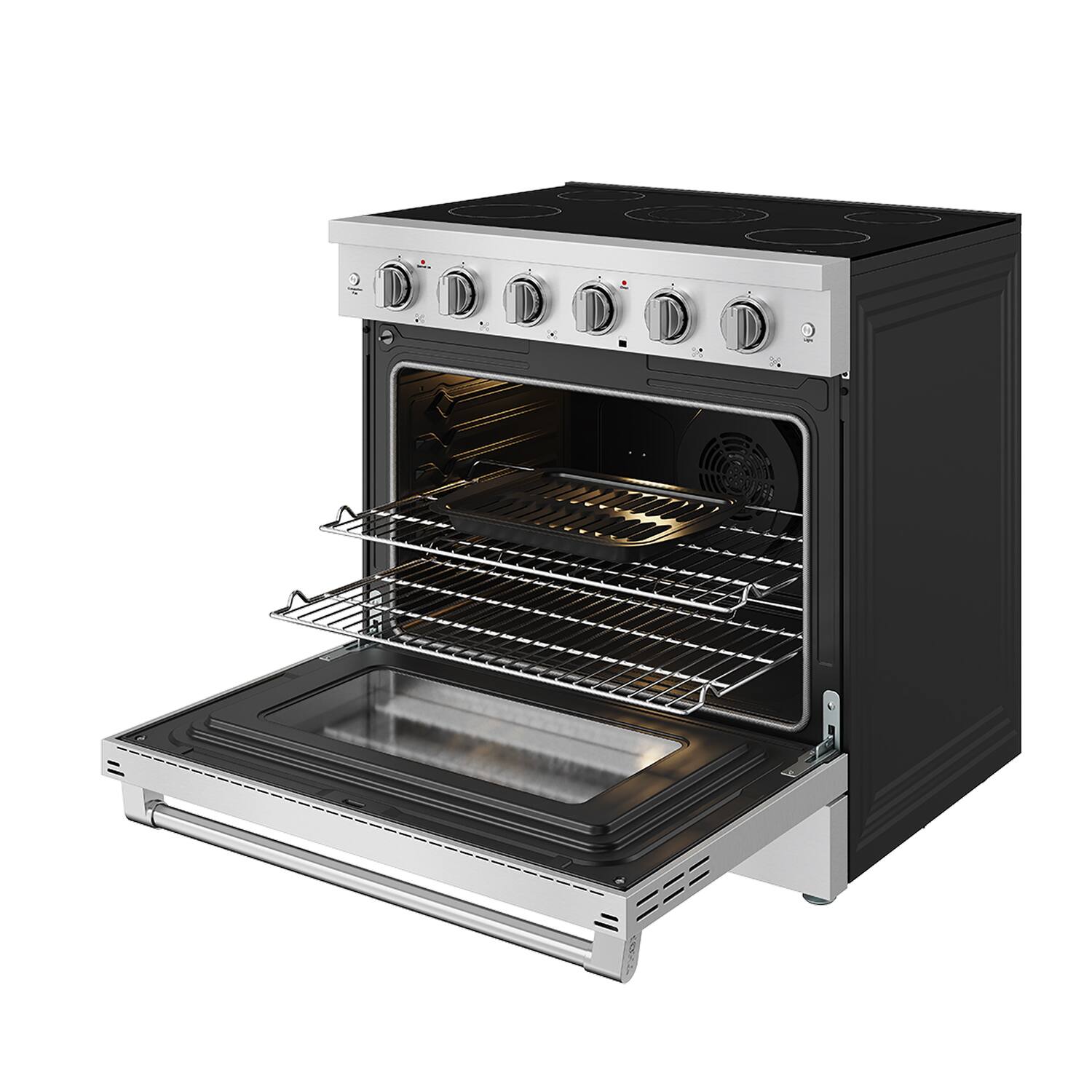 Alt View 4. Thor Kitchen - 6 Cu. Ft Freestanding Electric Convection Range - Stainless steel.