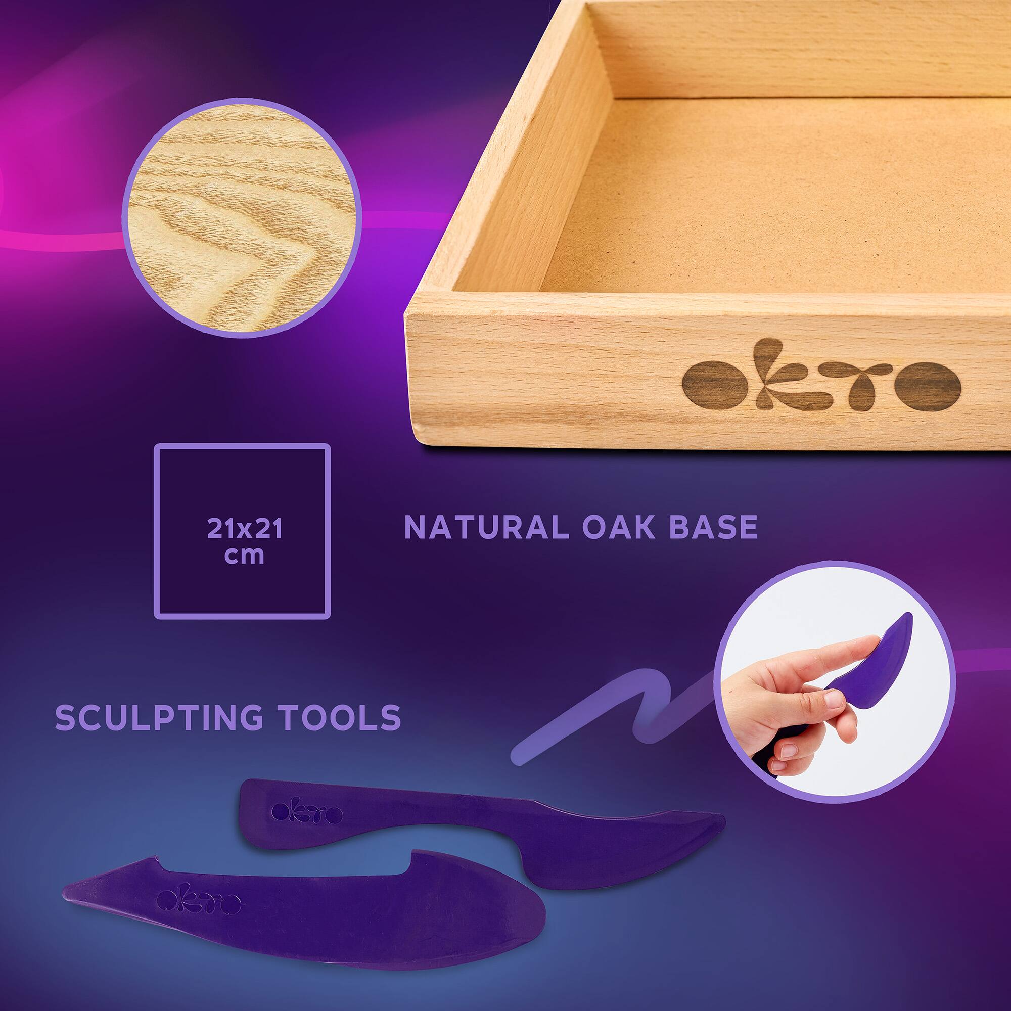 21x21 cm NATURAL OAK BASE SCULPTING TOOLS