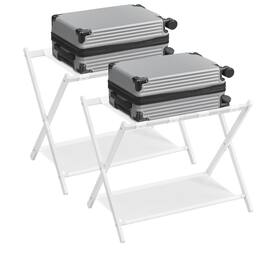 Songmics Home - Luggage Racks for Guest Room, Set of 2, Suitcase Stand with Storage Shelf, Steel Frame, Foldable for Easy Storage, Hotel - Cloud White