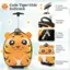 Cute Kids Tiger Suitcase 3-Level Telescoping Handle Portable Handle 2-Way Smooth Zippers 3E Lovely Animal Pattern & Ears Freestanding Stopper