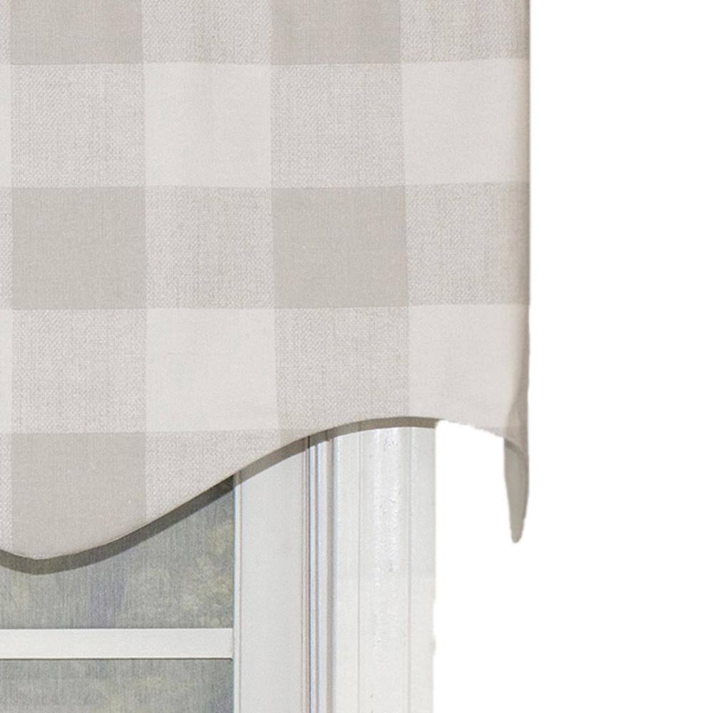 Left. RLF Home - RLF Home Grande Check Regal Style 3" Rod Pocket Valance 50" x 17" Gray - Gray.