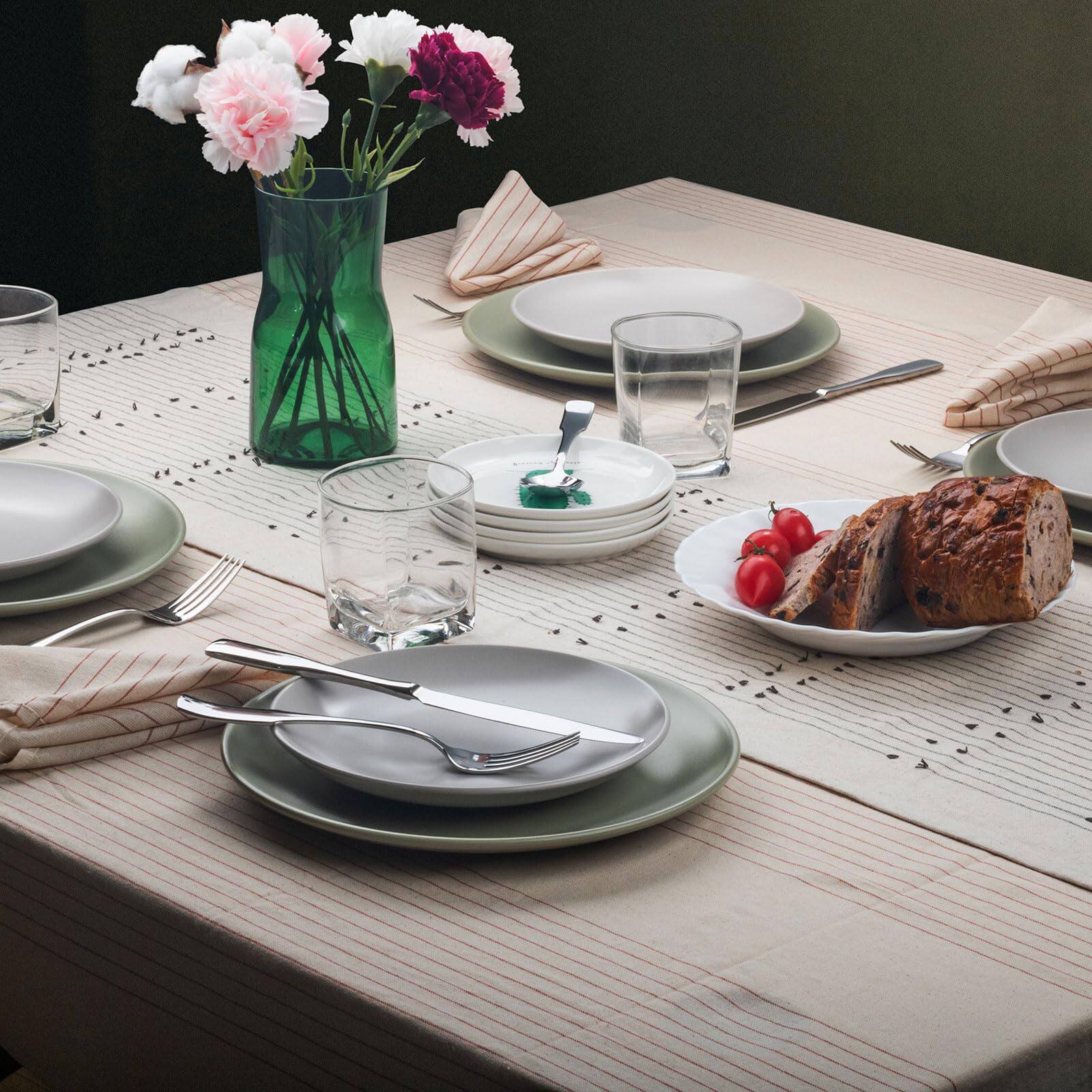 Back. Dazzed Corner - 40-Piece Silverware Set,Service for 8,Stainless Steel Flatware Set,Dishwasher Safe - Silver.