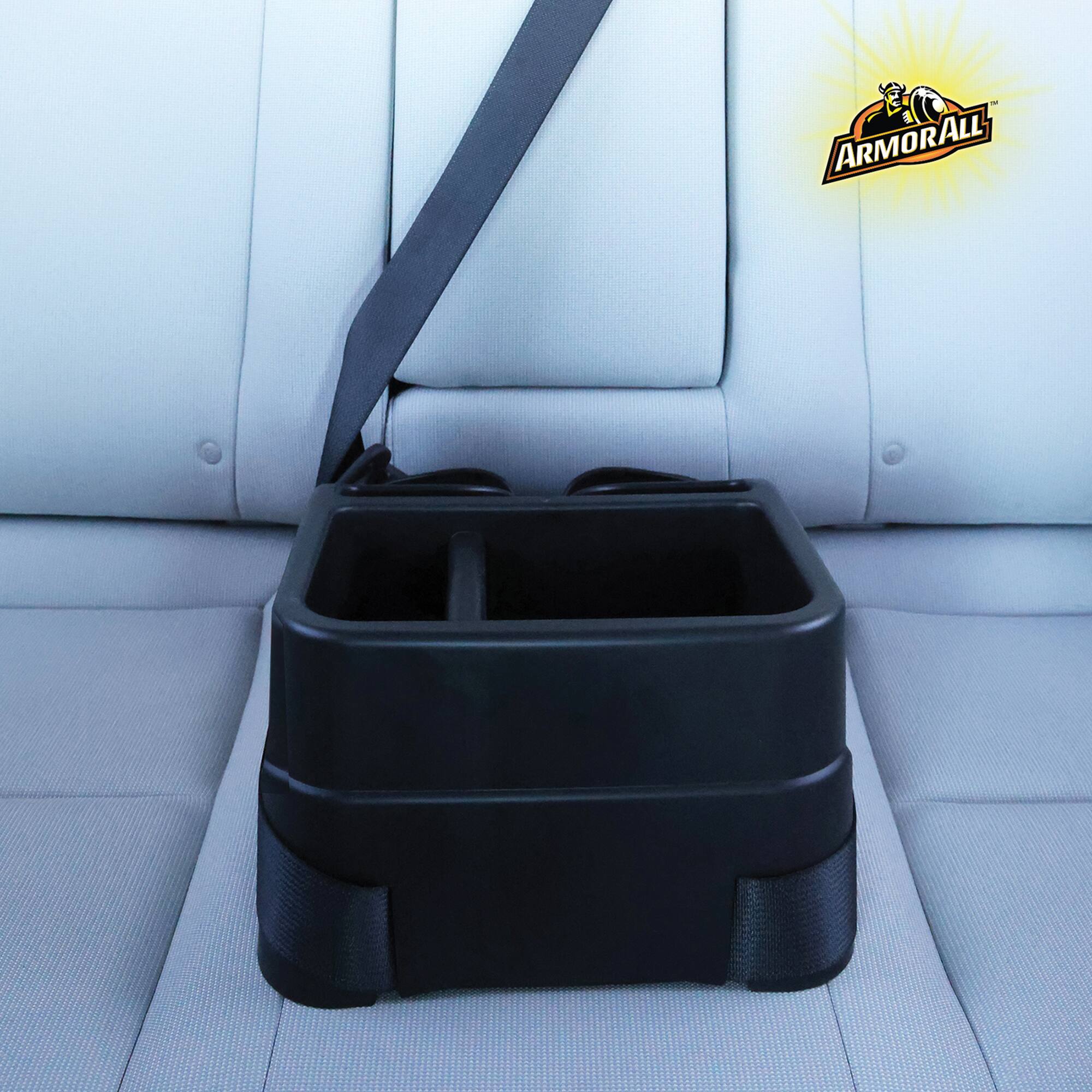Alt View 2. Armor All - Armor All Car Console Organizer, Car Seat Organizer with 2 Adjustable Cup Holders, 3 Large Storage Compartments - Black.