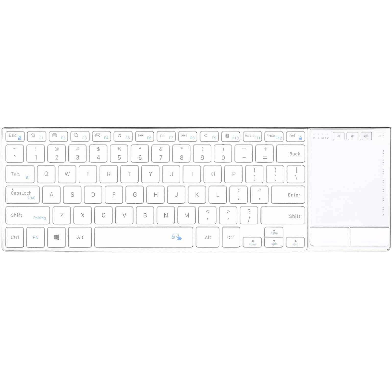 Cedar Assembly - Wireless Keyboardbt 5.1 Aluminium Alloy Portable With Touchpad For Computer Pc Tablet Ipad Android Tv Box - K22S-White