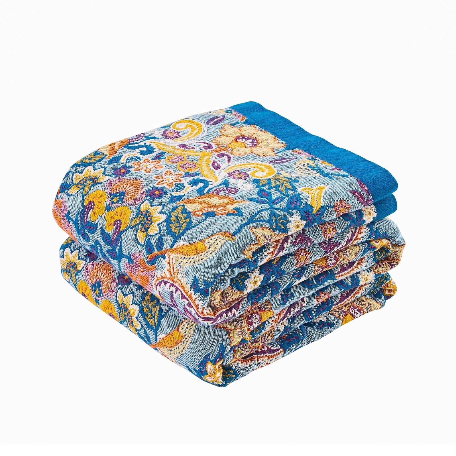 E-blue Flower-90x98 Inch