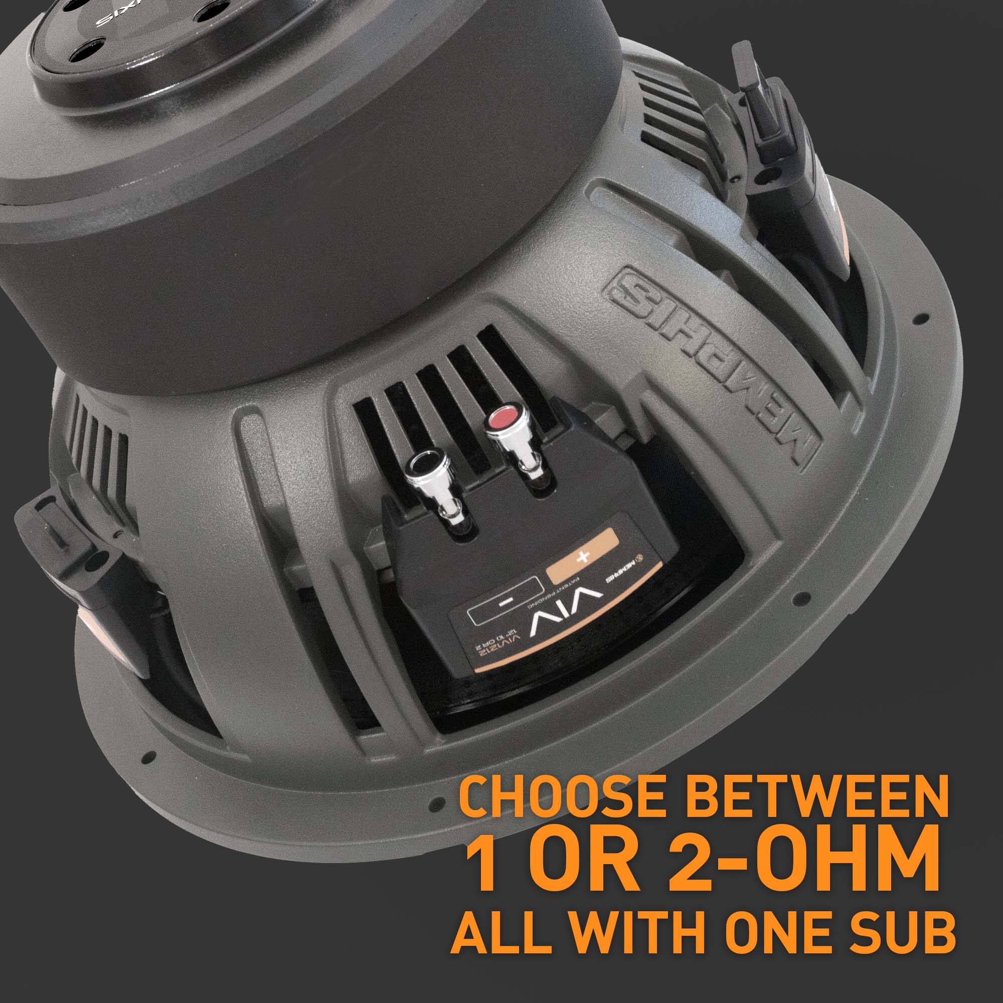 Sure, here is the corrected and grouped text from the image:

---

**MEMPHIS**

**CHOOSE BETWEEN 1 OR 2-OHM ALL WITH ONE SUB**

---

This text is likely promoting a subwoofer or audio equipment that allows the user to choose between 1-ohm or 2-ohm configurations with a single subwoofer.