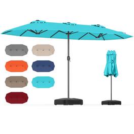 Gymax - 13FT Double-sided Patio Umbrella w/ Crank Handle Umbrella Base Safety Lock - Turquoise
