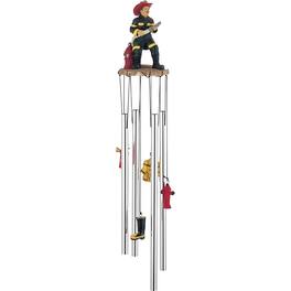 FC Design - 23" Long US Fireman on Duty Round Top Wind Chime Outdoor Patio or Garden Hanging Decoration - Multi-Color