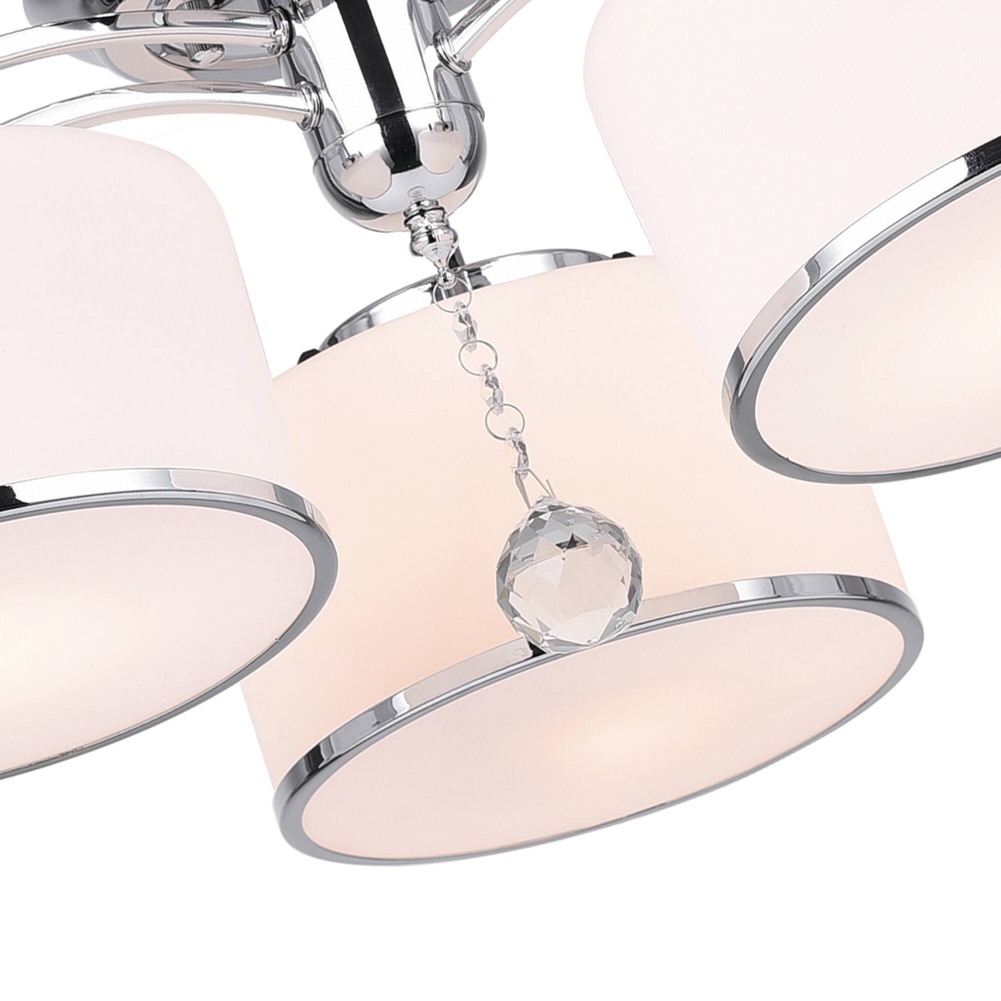 Angle. CWI Lighting - Frosted 3 Light Drum Shade Flush Mount With Chrome Finish - Chrome.