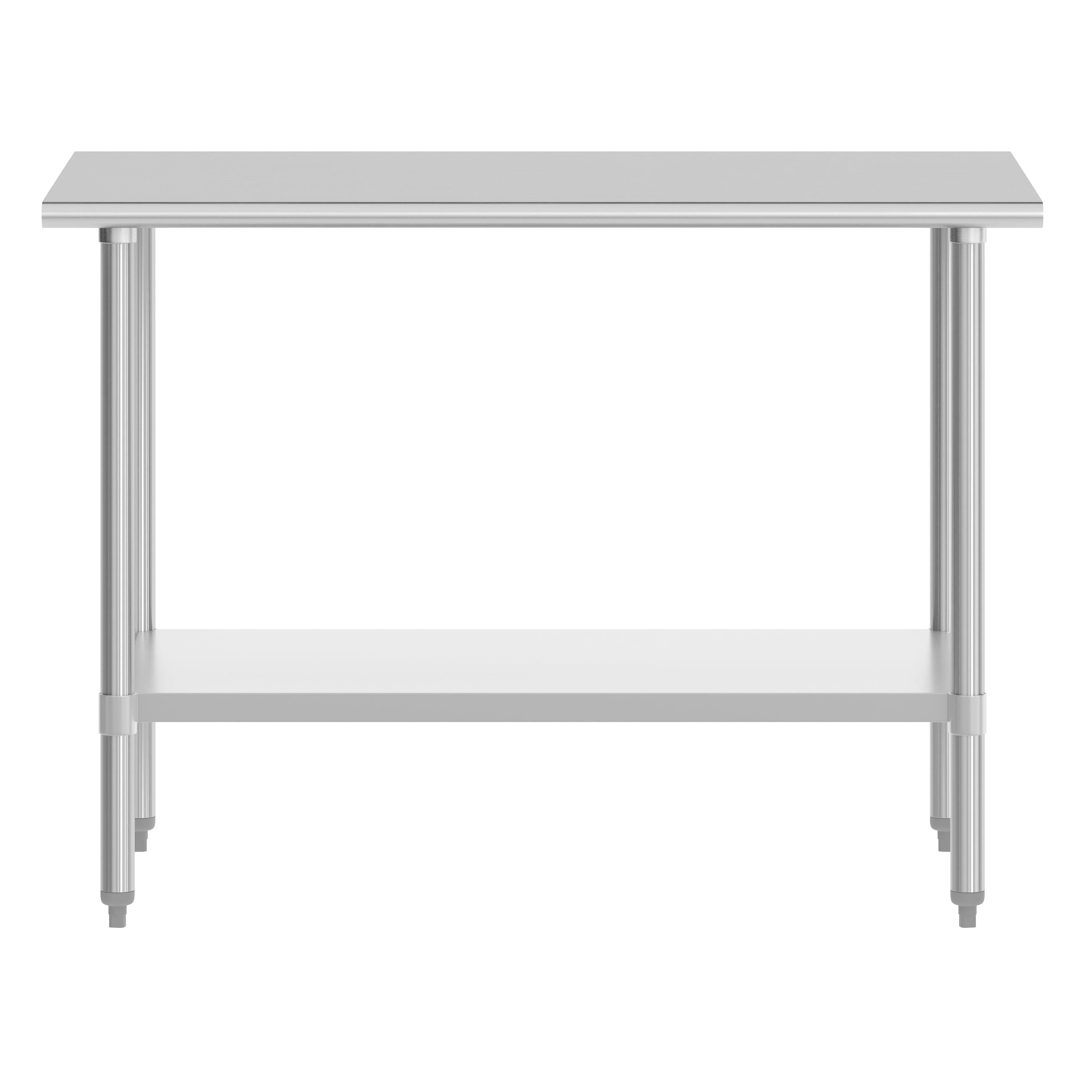 Angle. Flash Furniture - Reese 30x48 Portable Prep and Work Table with NSF Certified 18 Gauge Stainless Steel Top Shelf and Adjustable Galvanized - Gray.