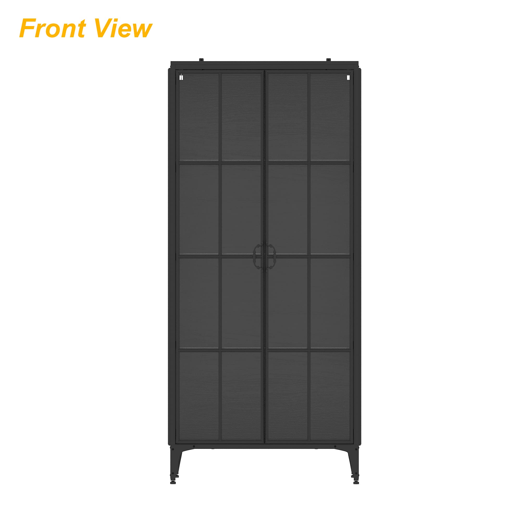 Famapy - Metal - Framed Glass Display Cabinet - Adjustable Lighting & Anti - Tip - Black