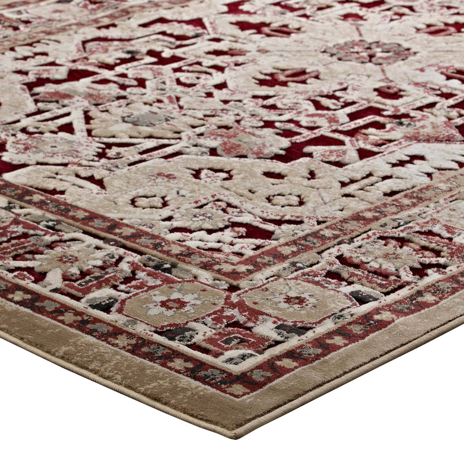 Alt View 2. Modway - Grania Ornate Vintage Floral Turkish Area Rug - Burgundy and Tan.
