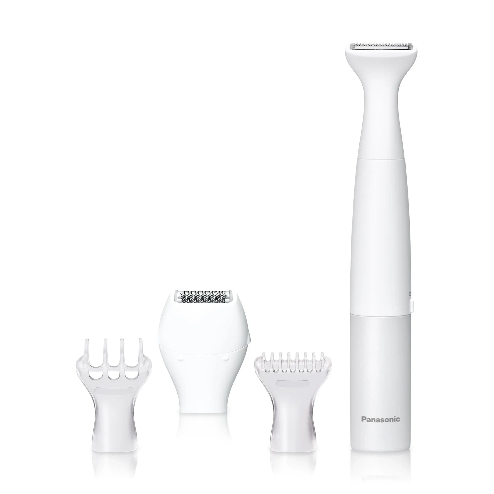 Front. Panasonic - Bikini Trimmer, Extra-Wide Head, Updated Foils with 4 Attachments - White.
