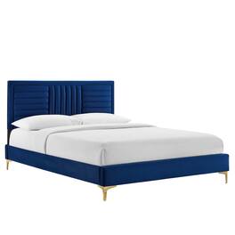 Modway - Sofia Channel Tufted Performance Velvet Full Platform Bed - Blue