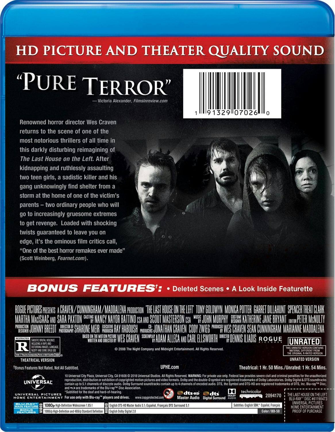 Back. The Last House On the Left (Unrated) [Blu-ray].