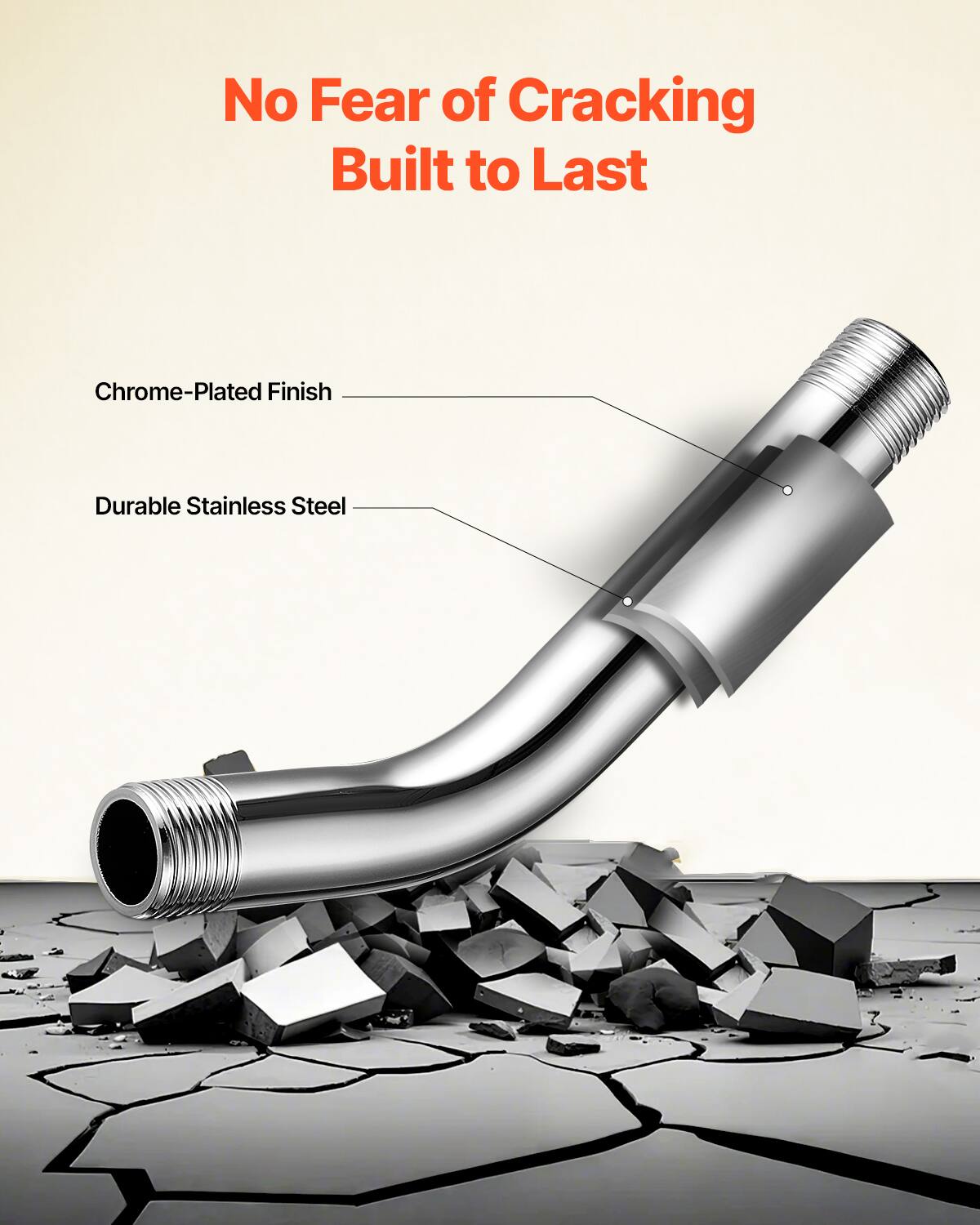 No Fear of Cracking  
Built to Last  

Chrome-Plated Finish  
Durable Stainless Steel