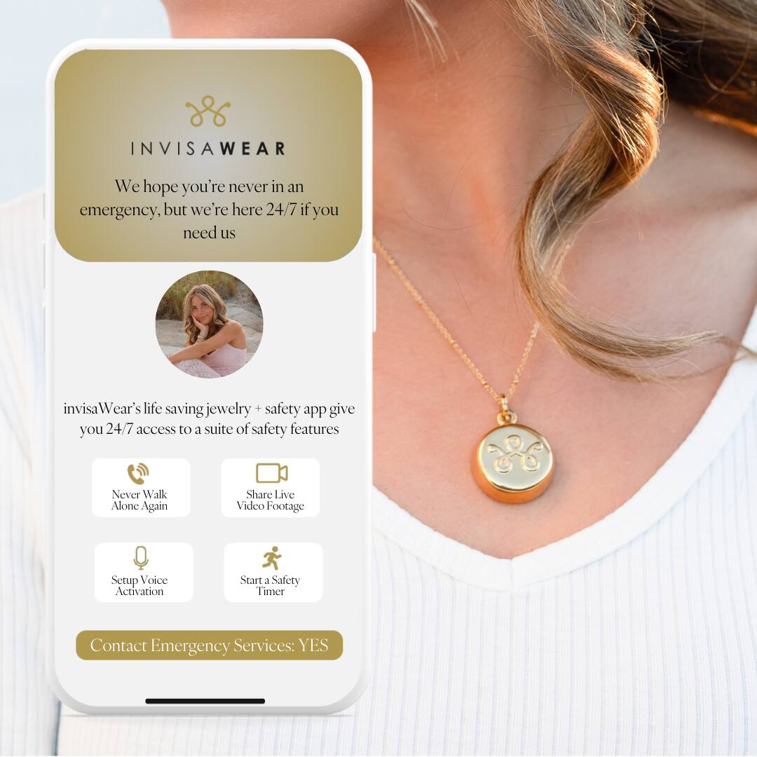 INVISAWEAR We hope you're never in an emergency, but we're here 24/7 if you need us. Invisa Wear's life-saving jewelry + safety app give you 24/7 access to a suite of safety features. Never Walk Alone Again. Share Live Video Footage. Setup Voice Activation. Start a Safety Timer. Contact Emergency Services: YES.