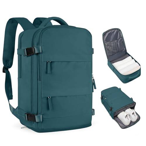 Front. Vulpecula Spade - Travel Backpack For Women Men Airline Approved Carry On Backpack Flight Approved Waterproof Sports Luggage Backpack - A-peacock Blue.