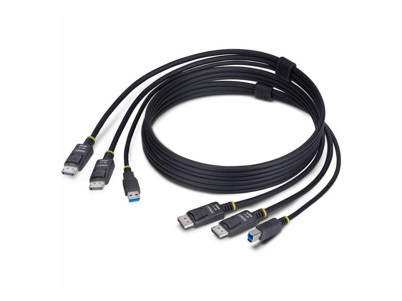 Alt View 4. StarTech.com - StarTech 6ft Dual DisplayPort & USB 5Gbps KVM Cable, 4K 60Hz, DP 1.2 Combo for Dual-Monitor KVM Switches.