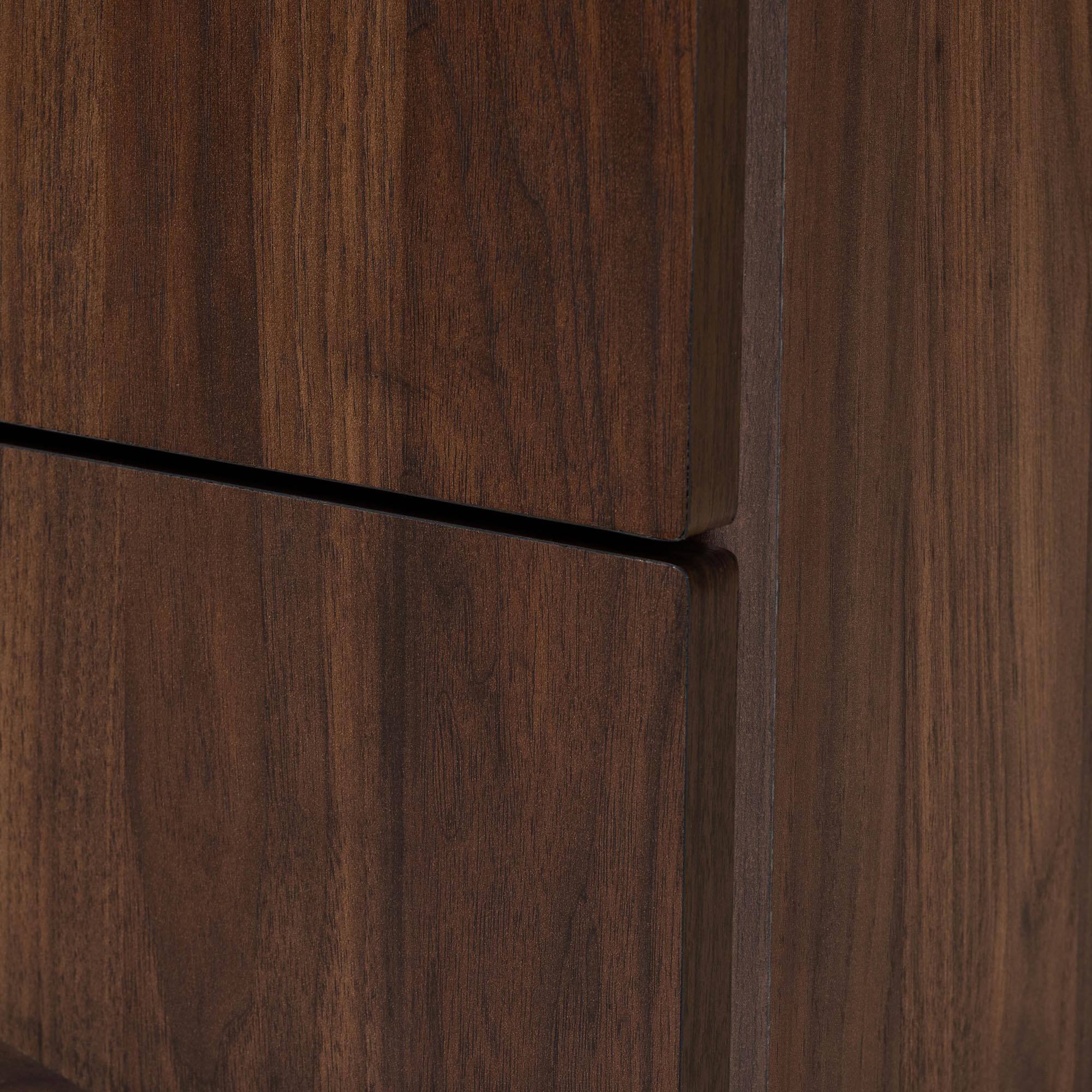 Alt View 1. Baxton Studio - Graceland Mid-Century Modern Transitional Finished Wood 2-Drawer Nightstand - Walnut Brown/Gold.