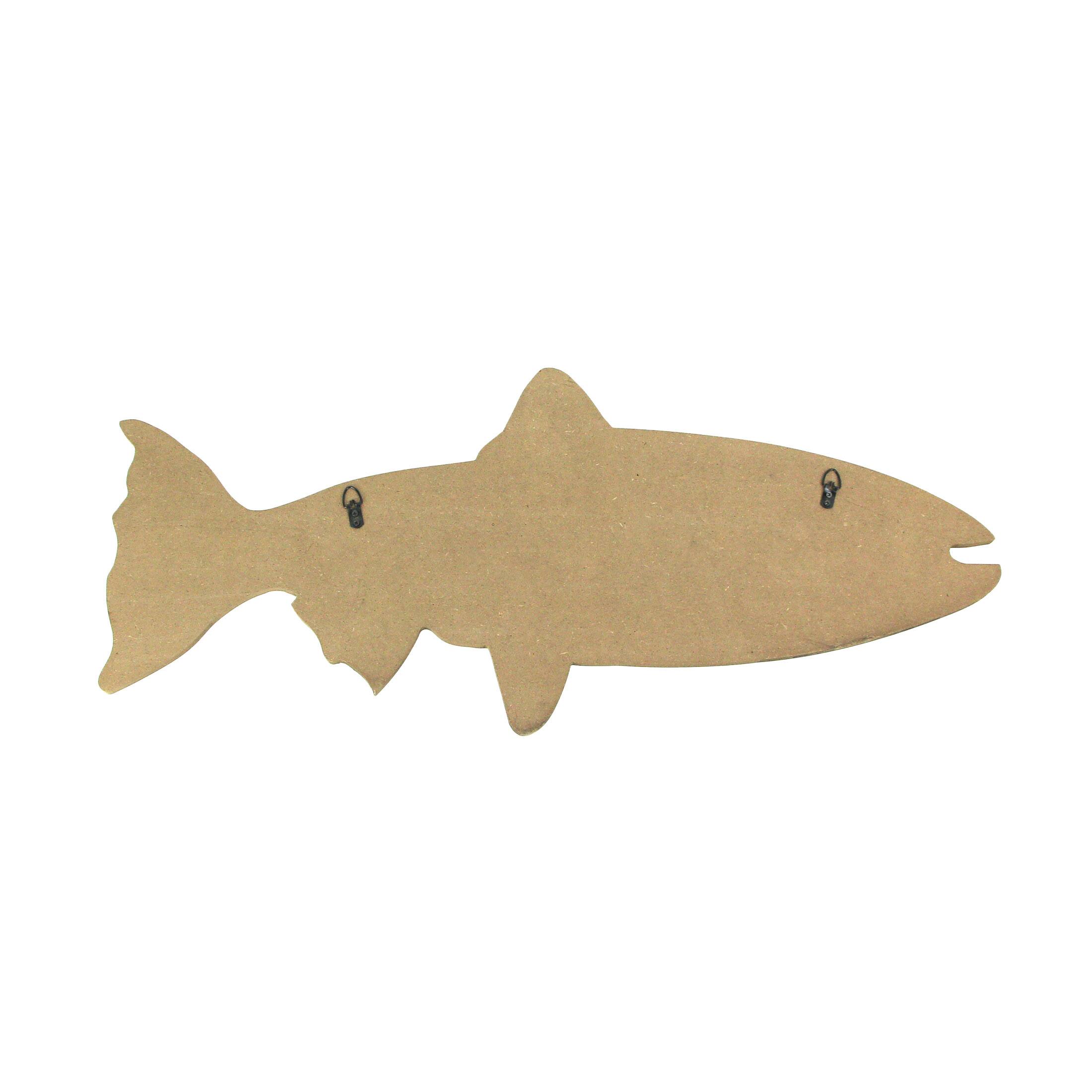 Alt View 2. Mayrich Company - Distressed Wooden Fish Shaped 3 Hook Hanging Wall Rack 27.5 Inches Long - Brown.