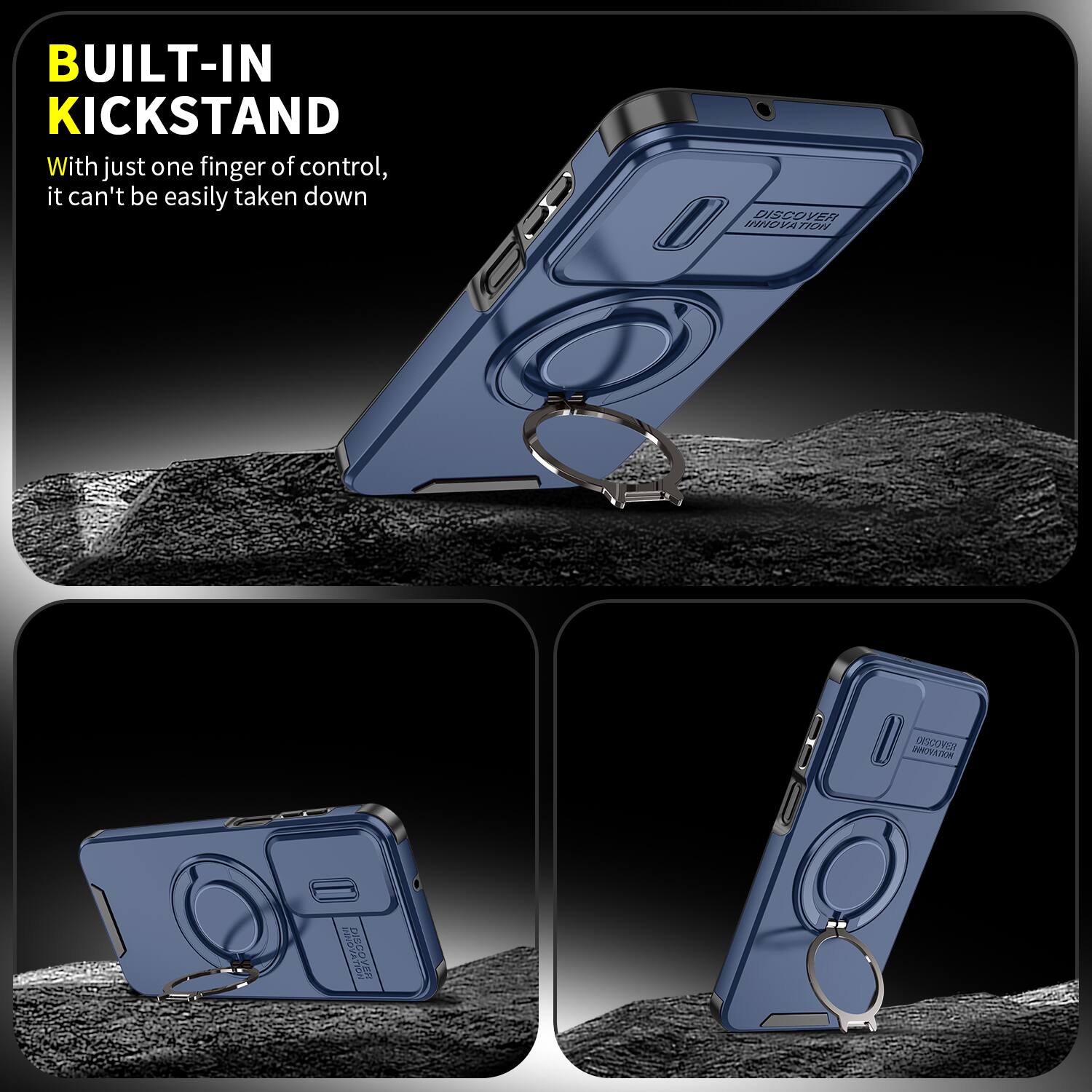 BUILT-IN KICKSTAND  
With just one finger of control, it can't be easily taken down  

DISCOVER INNOVATION  

HOTULFOHM SERVIGIO