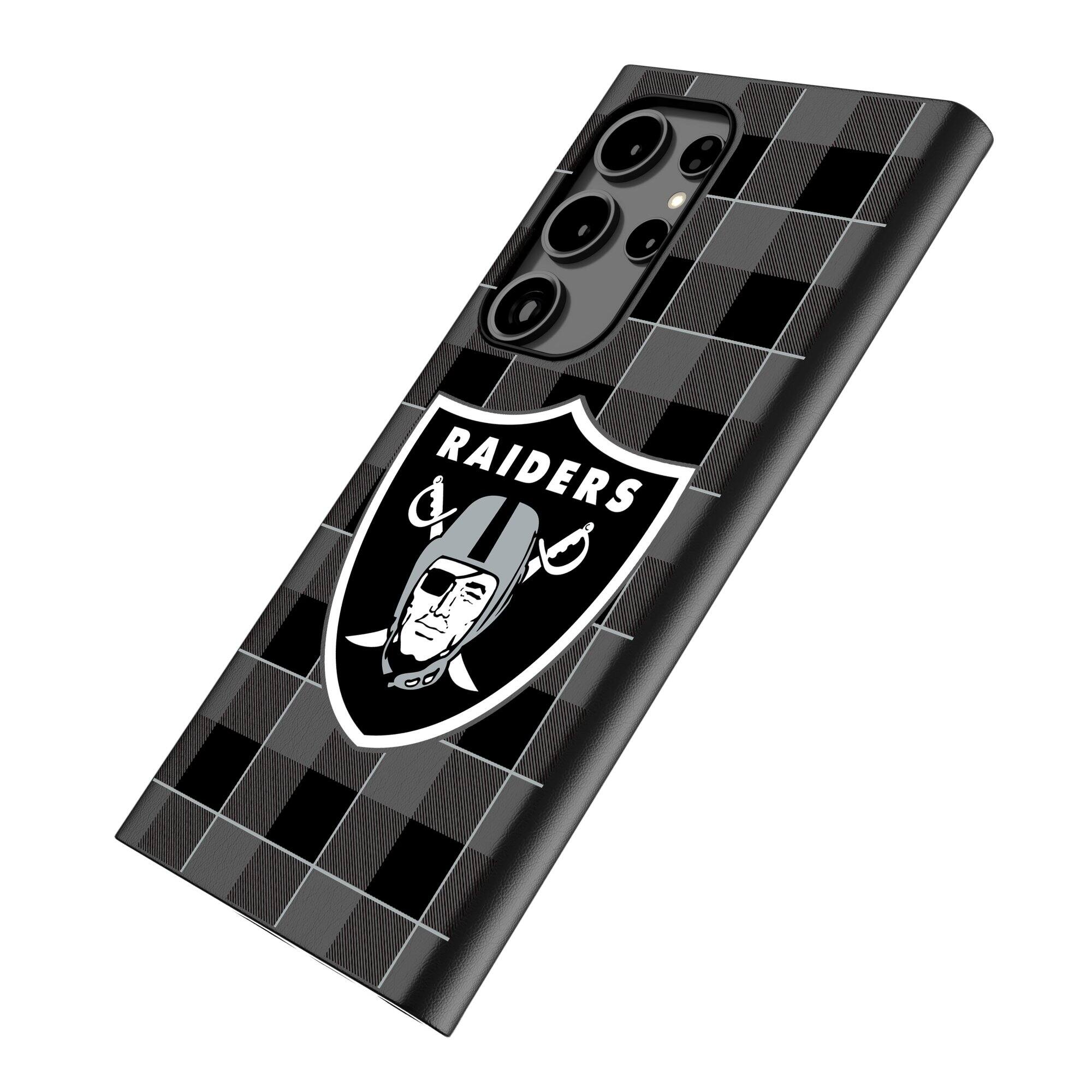 Alt View 1. Keyscaper - Las Vegas Raiders Plaid Galaxy Magnetic Bump Case - S24 Ultra - Black.