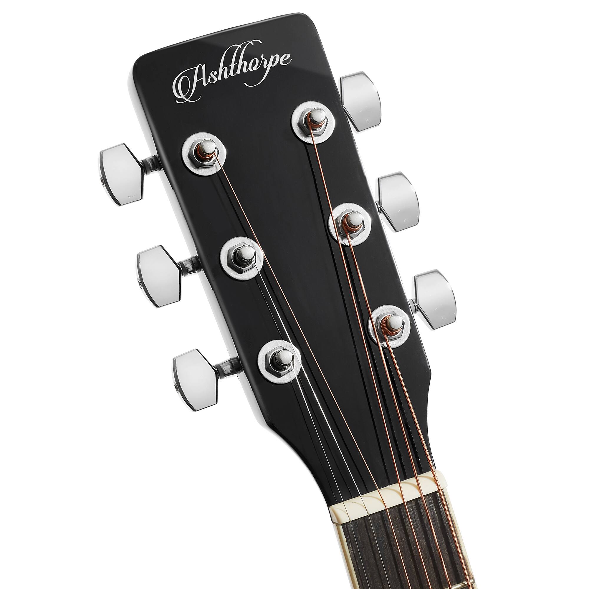 Alt View 3. Ashthorpe - 41-in Left Hand Dreadnought Cutaway Acoustic Electric Guitar - 10W Amp - Black.