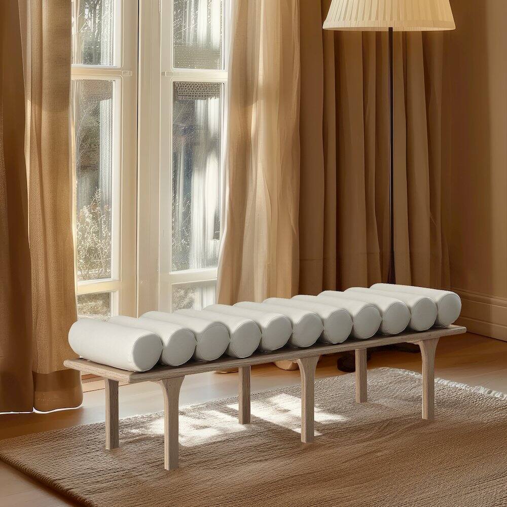Alt View 1. Meridian Furniture - Landon Cream Vegan Leather Bench - Beige.