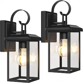 Nordic Hygge - 2-Pack Outdoor Wall Light Fixtures, Exterior Lighting Fixtures Wall Mount, Waterproof Porch Lights Outdoor - Matte Black