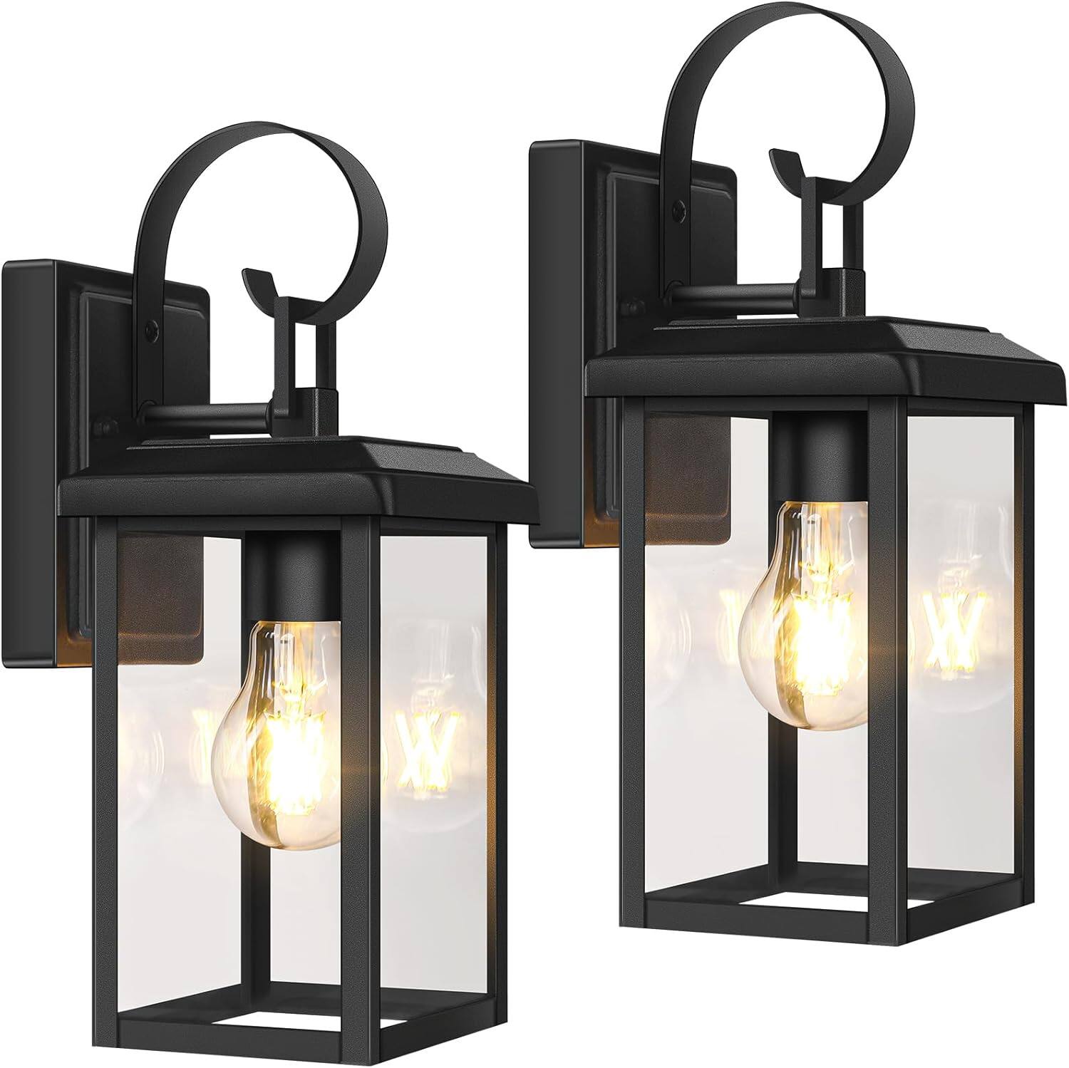 Front. Nordic Hygge - 2-Pack Outdoor Wall Light Fixtures, Exterior Lighting Fixtures Wall Mount, Waterproof Porch Lights Outdoor - Matte Black.