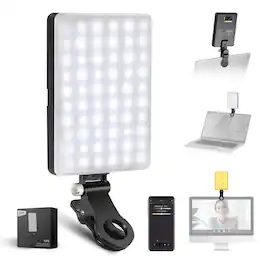 Neewer - APP-Controlled Bi-Color Selfie Light for iPhone - Clip-On Fill Light for Vlogging & Video Calls - Black