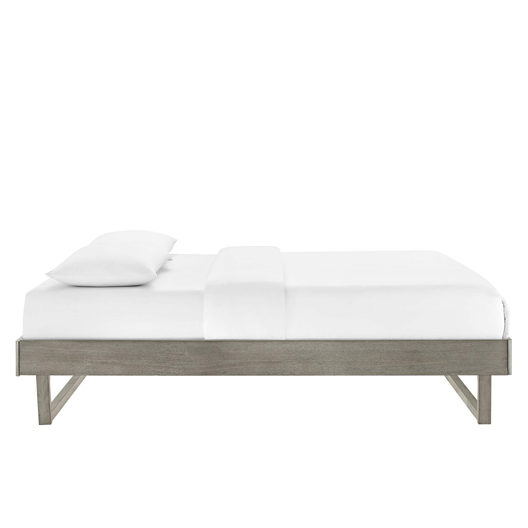 Back. Modway - Billie Wood Platform Bed Frame - Gray.