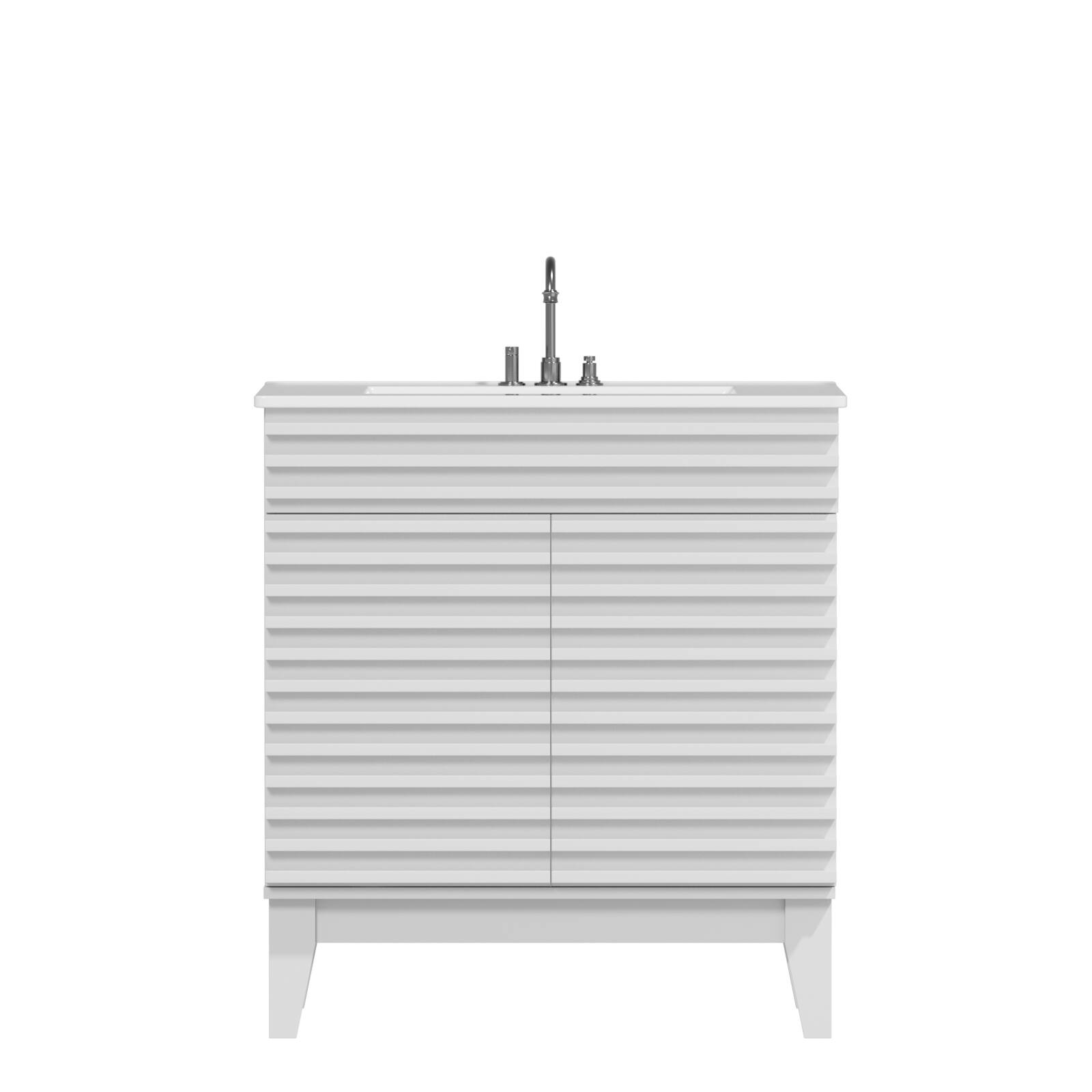 Alt View 4. LOVMOR - LOVMOR 30-in W White Freestanding Bathroom Vanity with Undermount Ceramic Sink and 2-Level Storage - White.