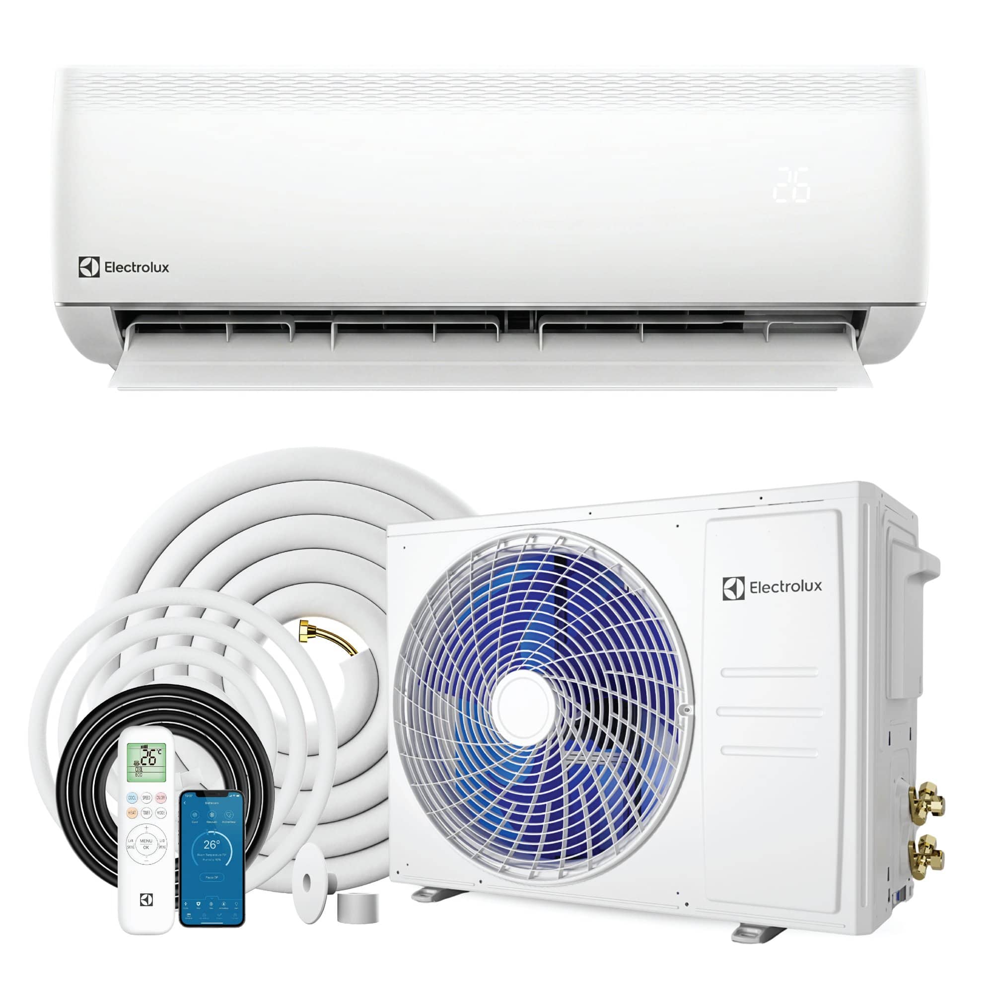 Electrolux - Vega 750 Sq Ft 12000 BTU Smart Mini Split Air Conditioner & Heat Pump with Remote and Wi-Fi - White price history on PriceWatchPro