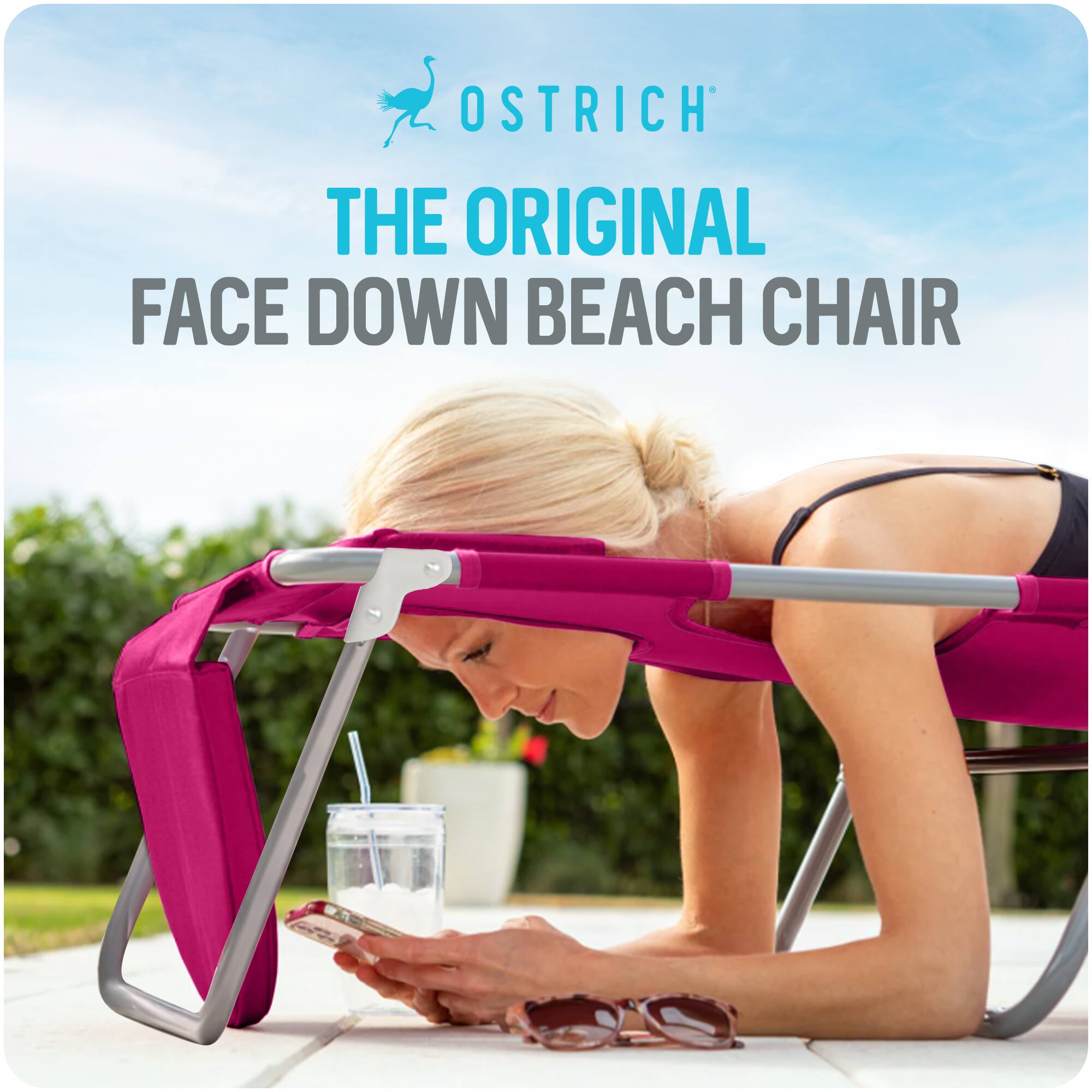 OSTRICH  
THE ORIGINAL  
FACE DOWN BEACH CHAIR