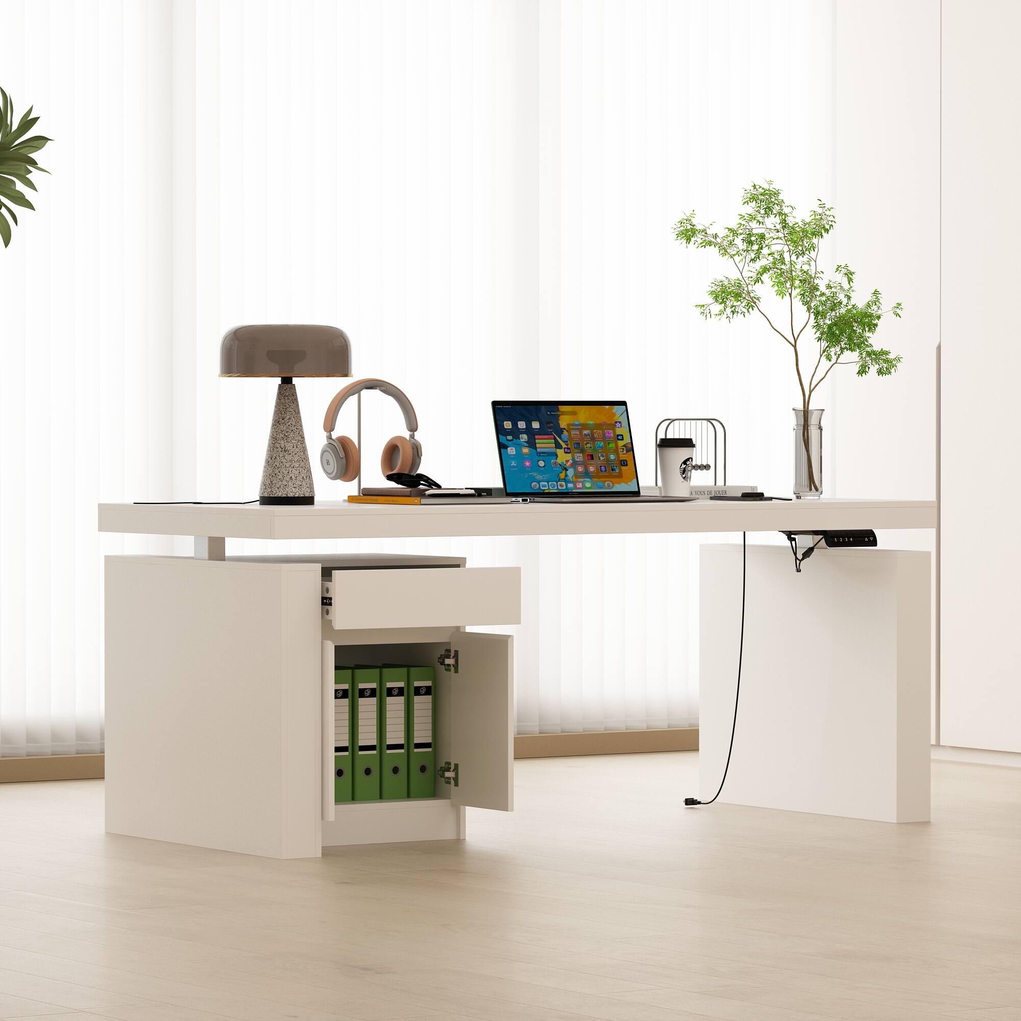 Alt View 7. FUFU & GAGA - FUFU&GAGA Electric Height - Adjustable Desk with Storage – Smart Home Office Solution - White.