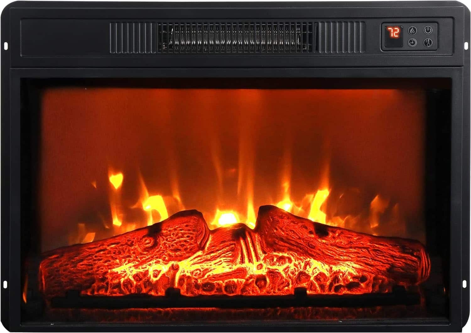 Tiramisubest - 23"3D Infrared Electric Fireplace Insert Heater with IR Remote Control,Glass View,Adjustable Realistic Logs&Flames,1400W - Black