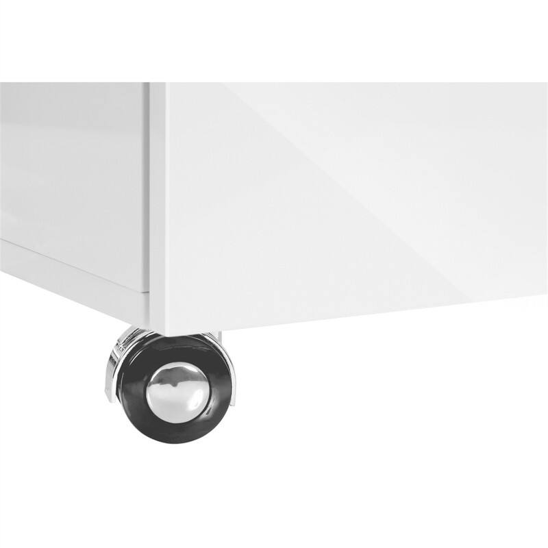 Alt View 4. HTUTWOO - File Cabinet - 3-Drawer Rolling Mobile Storage Cabinet, Printer Stand, Office Organization, Glossy White Laminate Finish - White.
