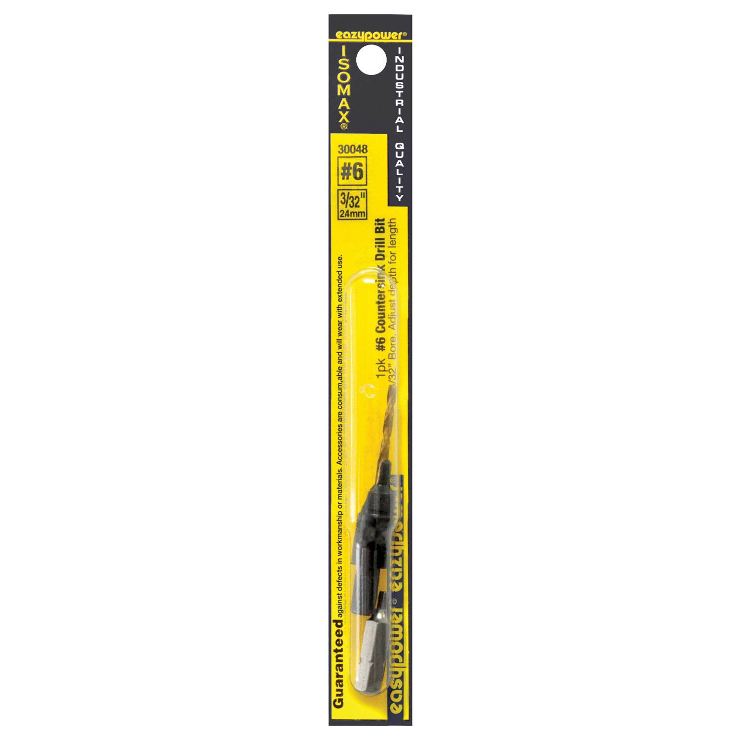 eazypower ISOMAX INDUSTRIAL 30048 #6 QUALITY 3/32" 24mm Bit length Drill for use with extended eo with J00M Countersink Adjust #6 Bore and 1pk 32" consumable accessories materials workmanship made in USA Guaranteed eazypower
