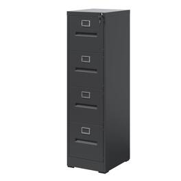 Mirfee - 4-Drawer File Cabinet with Lock, for A4/Legal/Letter Files - Black